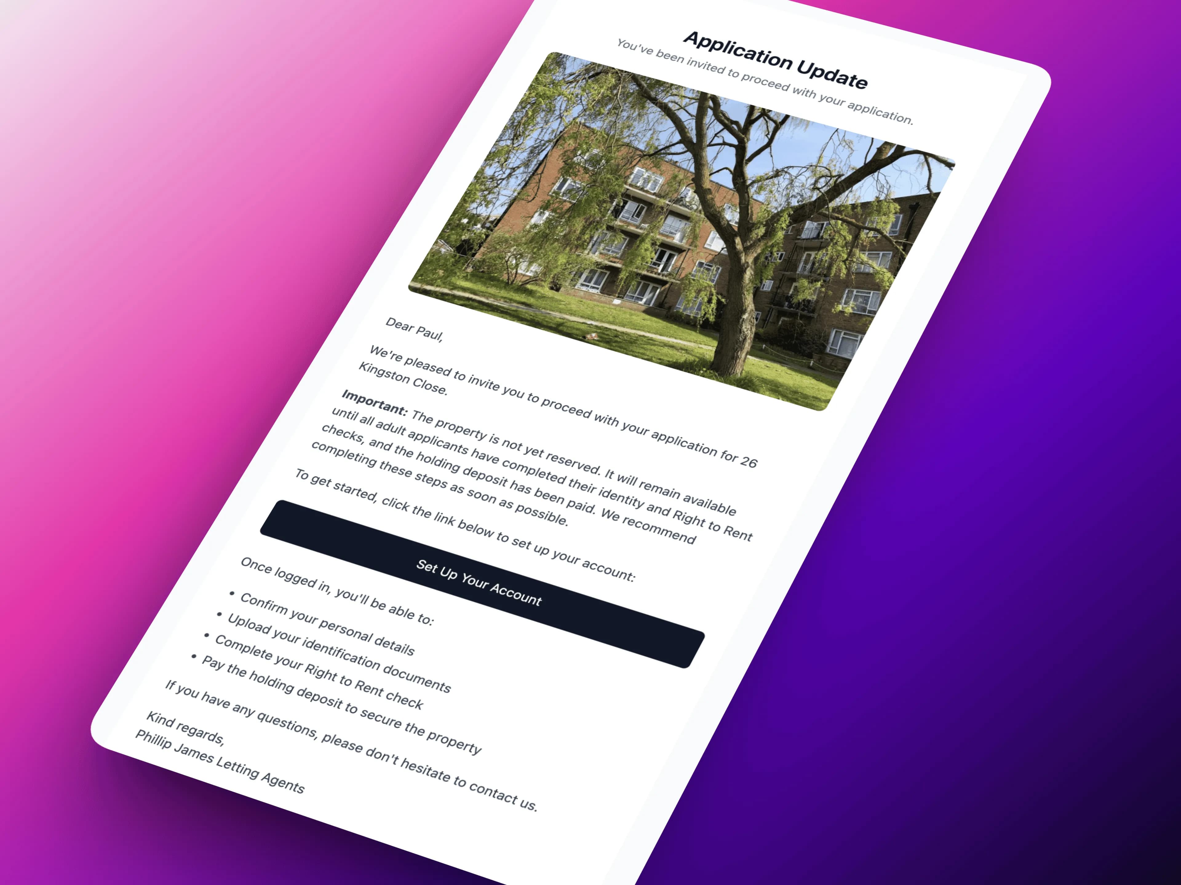 LetAdmin invite to proceed screen showing application approval workflow
