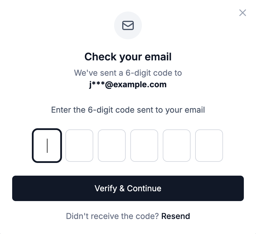 One-time verification code entry for tenant identity confirmation