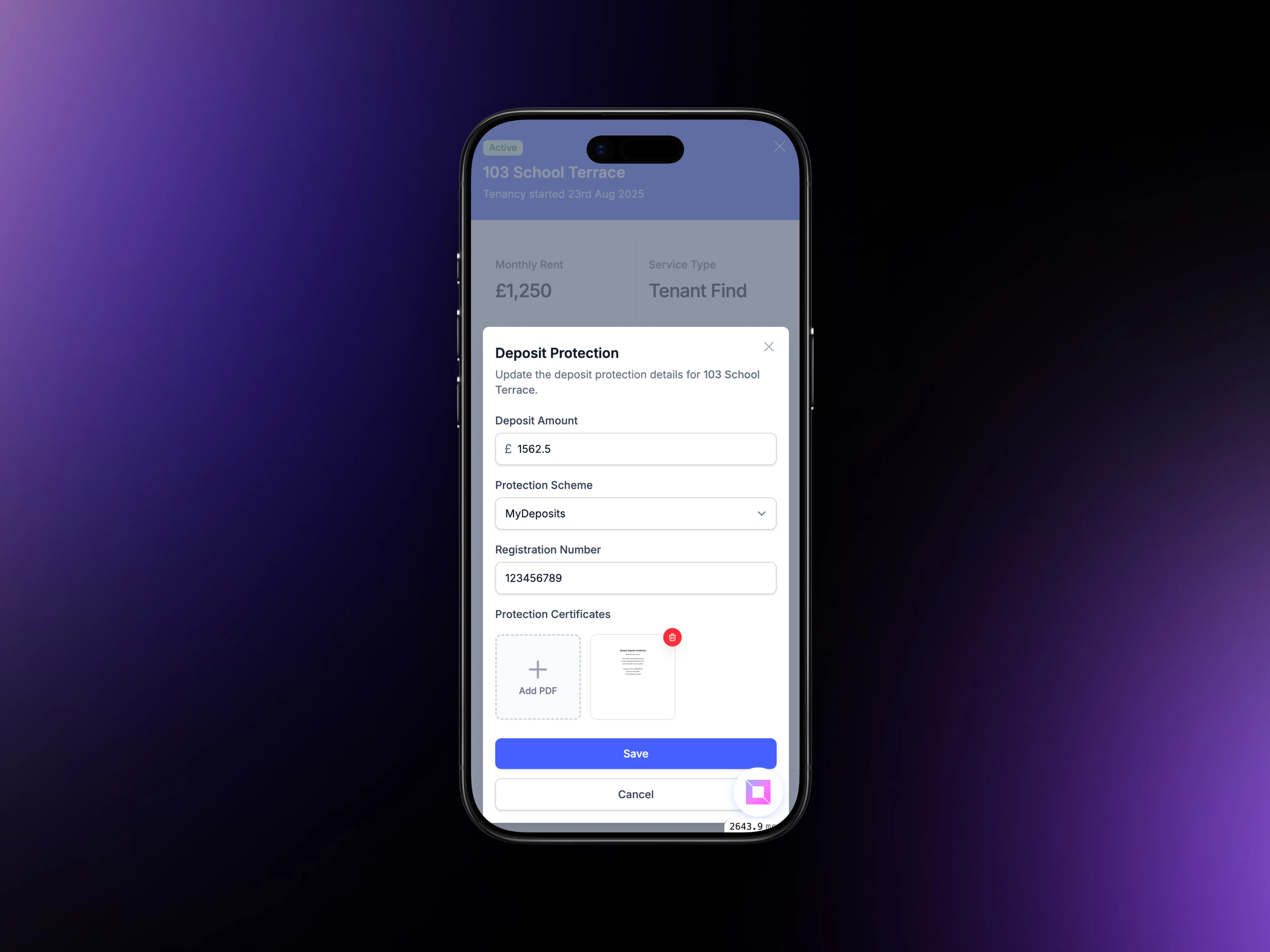 LetAdmin deposit protection on mobile